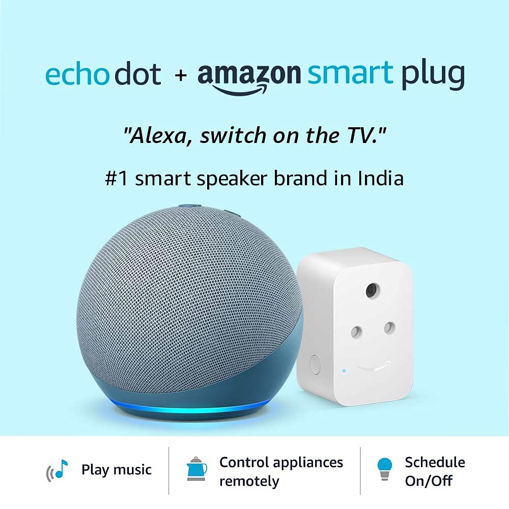 Echo Dot (4th Gen, Blue) combo with Amazon Smart Plug