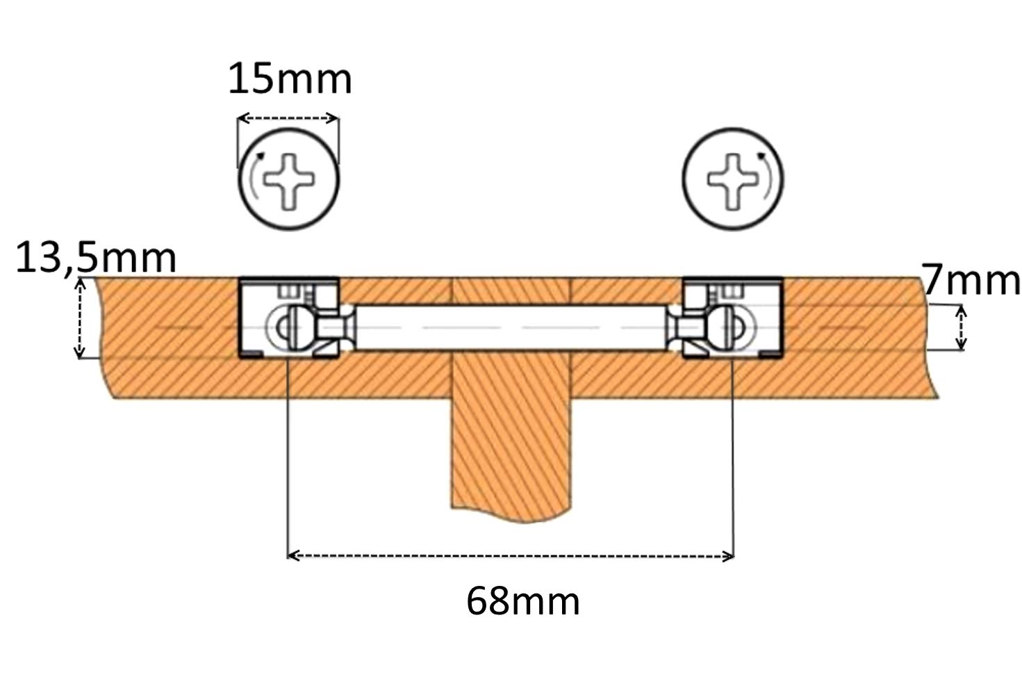 AERZETIX: 10 Juegos de tornillos de empalmes racor de montaje rastex doble para paneles de muebles 18mm 68mm C41522