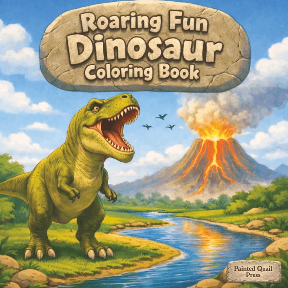 Roaring Fun Dinosaur Coloring Book: Bold and Easy Dinosaur Coloring Pages for Kids, Simple and Fun Designs