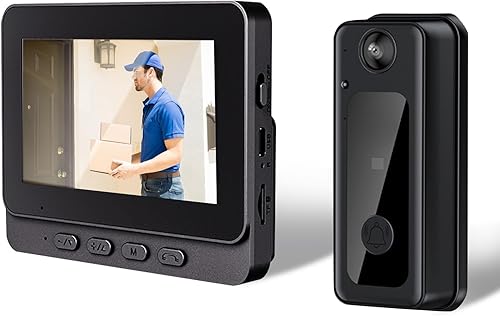 Yunir Cámara de timbre, 8MP 1080P 170 Cámara de seguridad gran angular con micrófono videollamada, 2 vías de conversación nocturna timbre de video