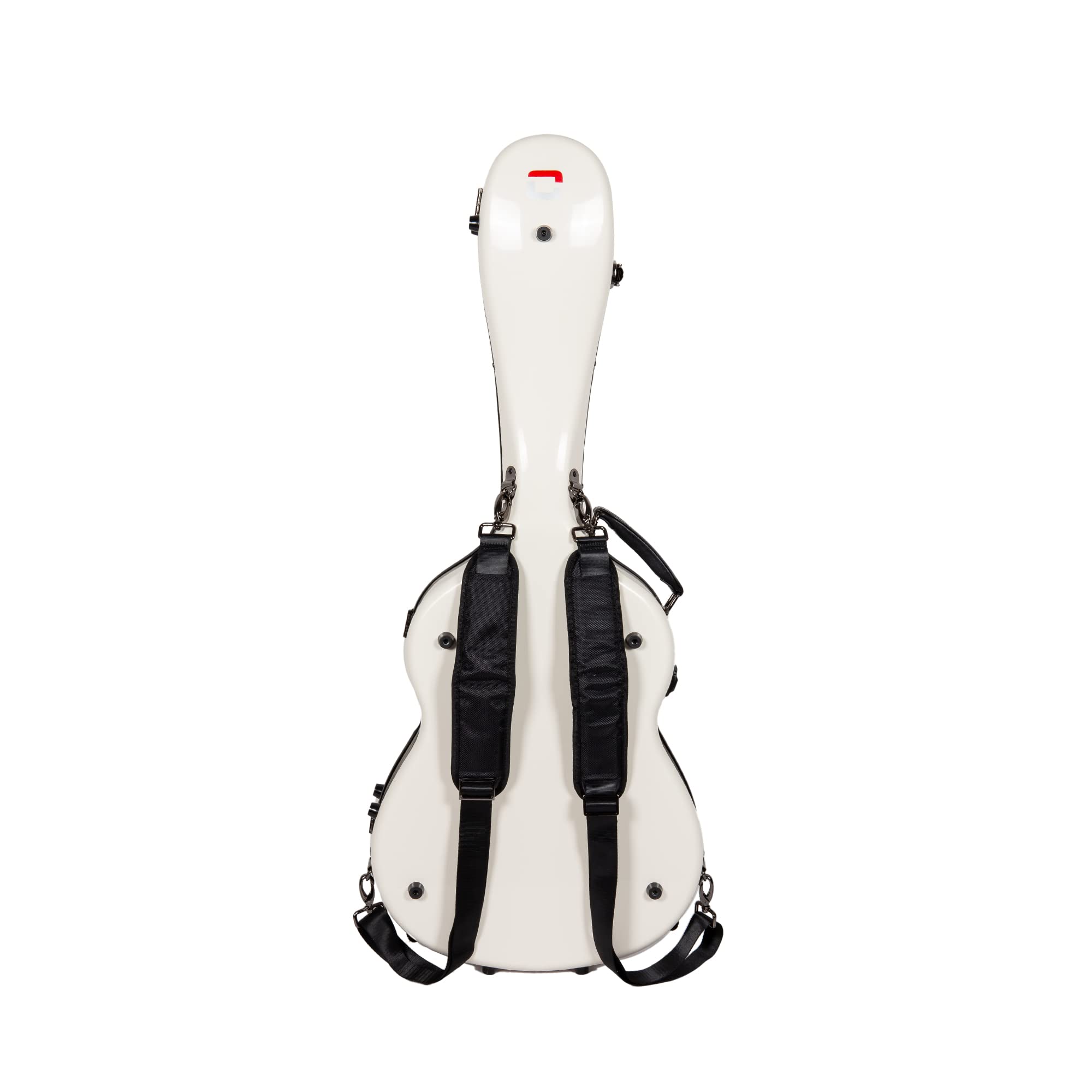 Étui Rigide en Fibre de Verre pour Guitare Classique 4/4 | Finition Brillante Milky White, Serrure TSA, hygromètre, Rembourrage Ajustable, Sangles Sac à Dos