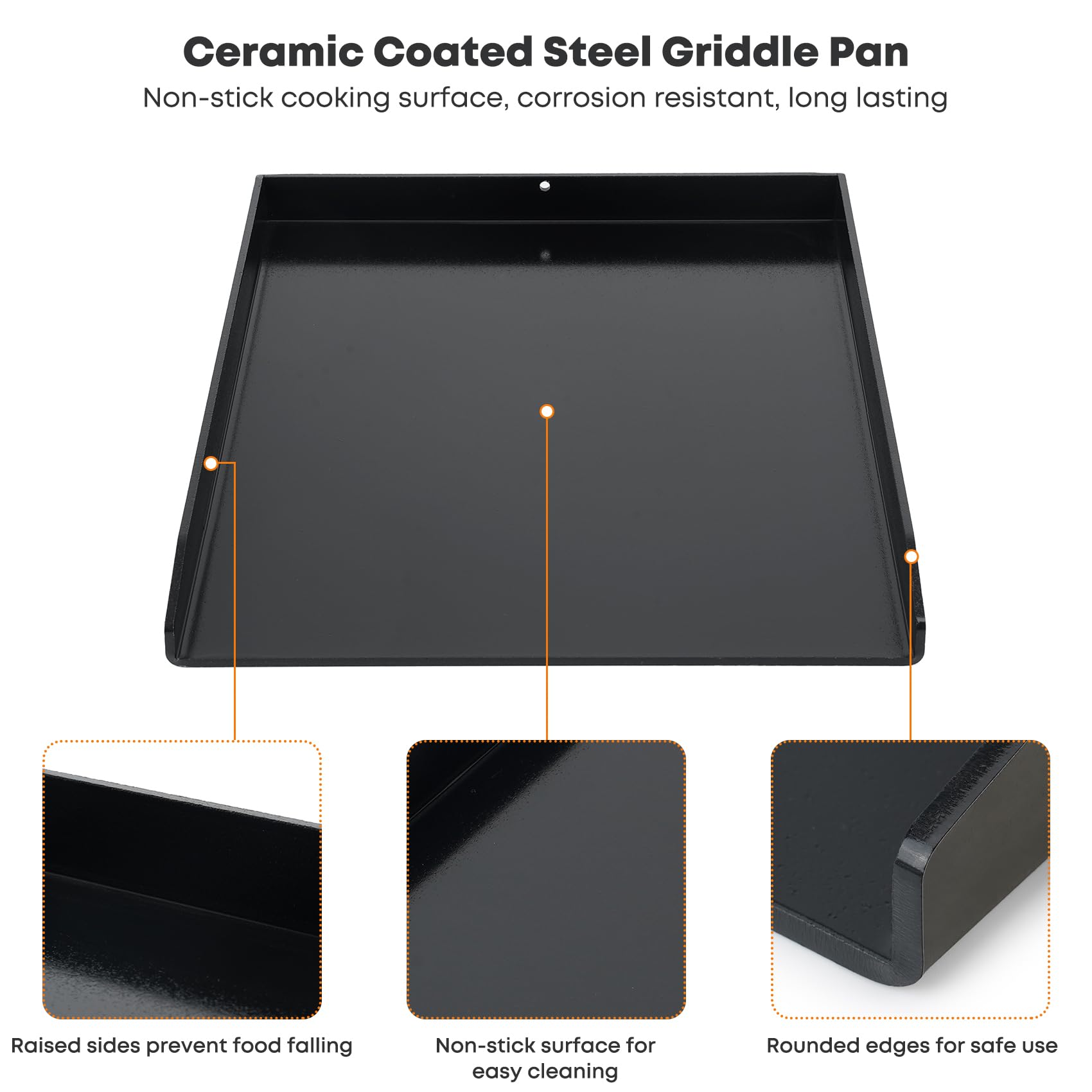 Onlyfire Piastra per barbecue in Rivestimento Antiaderente in Ceramica, Plancha Universale per per Griglie a Gas e a Carbonella, 40×30×3 cm