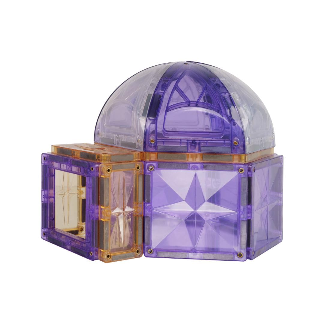 Kuppel-Bausatz Knallfarben 47 Teile, abwechslungsreiche Formen, Gebogene Magnetbausteine, robuster magnetischer Bausatz, erweiterbare Sets, langlebig, ab +3 Jahren (Kuppel 34 Teile)
