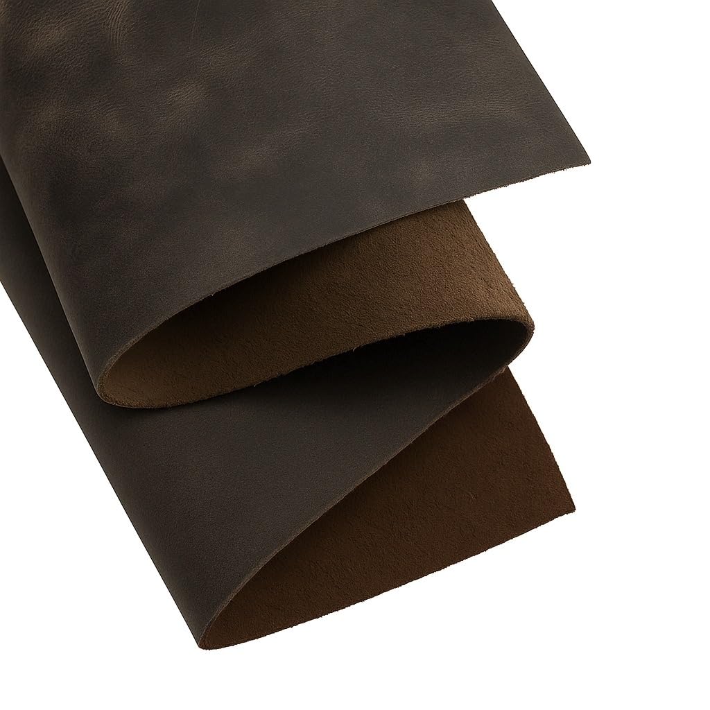Real Leather Sheets | Full Grain Tooling Leather | 1.3-1.5mm Thick | Cowhide Leather Sheet for Leathercrafts, Repairing and Home Decor by Kozmo (Espresso Brown Oil-Tanned, 12" X 24") — image 1