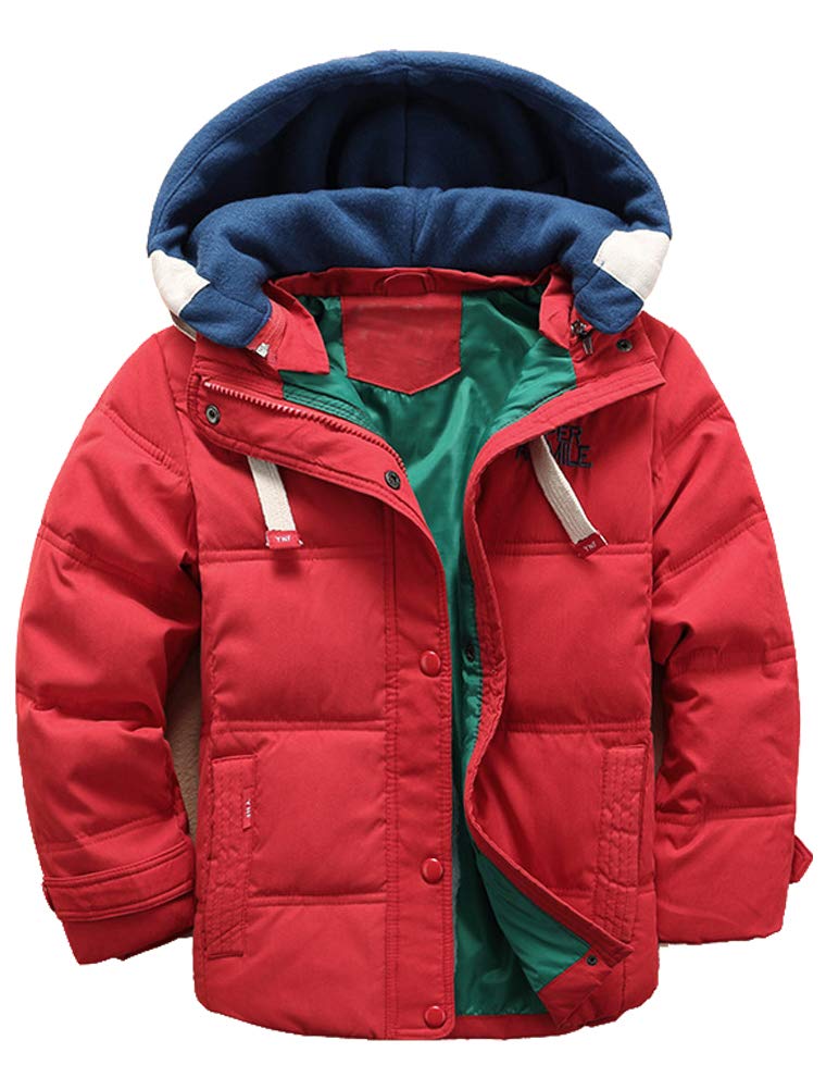 Odziezet Boys Red Kids Winter Down Coat Girls Autumn Warm Hooded Quilted Puffer Parka Jacket 4-13 Years