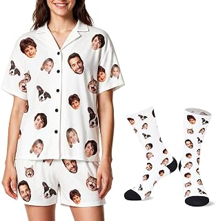 Personalized Faces Pajamas for Men Women, Short Pajamas Gifts For Family,Pet,Cat,Dog, Custom Christmas Pjs Set