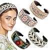 EBOOT 4 Pieces Boho Headband for Women Embroidery Wide Hair Band Bohemia Floral Knotted Wide Headbands Vintage Ethnic Style Girls Accessories(Classic Pattern)