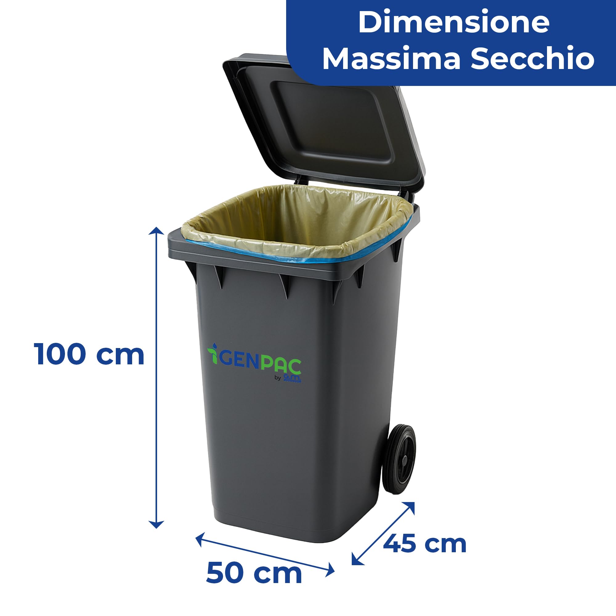 300 Sacchi Spazzatura Grandi Trasparenti 90x120 cm, Extra Resistenti da 150 Litri, Con comode maniglie di chiusura e Fondo Antigoccia, 100% Riciclabili, Made in Italy, Raccolta Differenziata