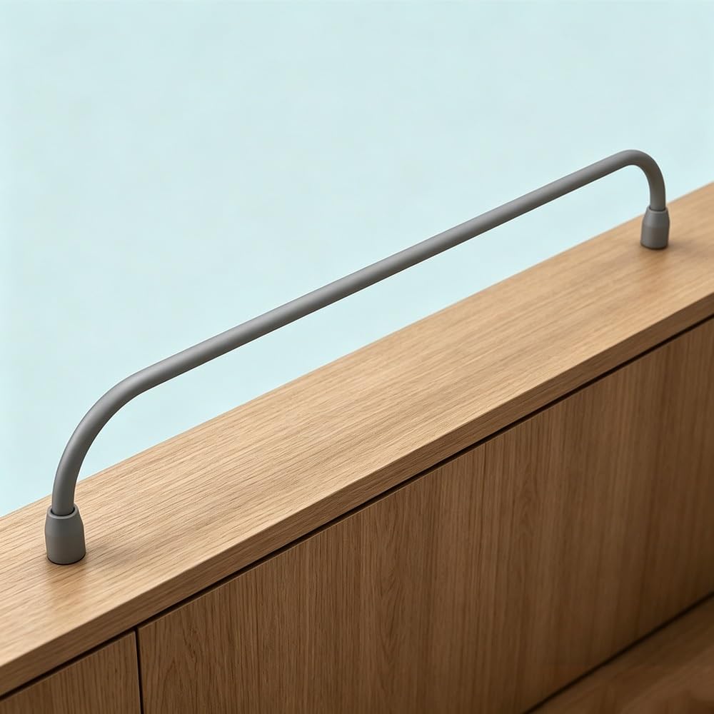 TAJMDGW Gallery Shelf Railing Rod Aluminum Anti-Fall Cabinet Decorative Rail Guardrail Bars Bookcase Guard Fence for Shoe Rack Closet Display Cabinet(Grey,40cm(16"))