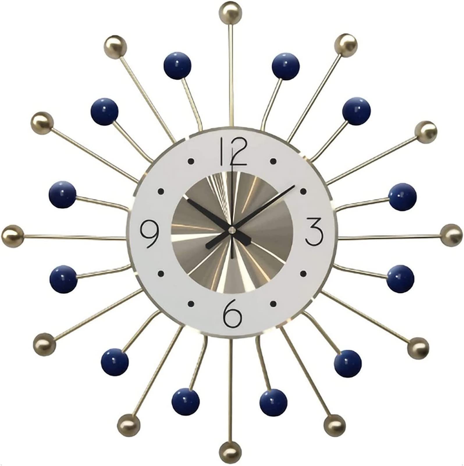 SaryEdge Wall Clock Art Large Wall Clock Silent Art Decor Wall Clock, Midcentury Modern Decor Wall Clock, Stylish Wall Hanging Clock Creative Living Room Bedroom Wall Decor Clock-Bl,Blue-49cm/19.3in