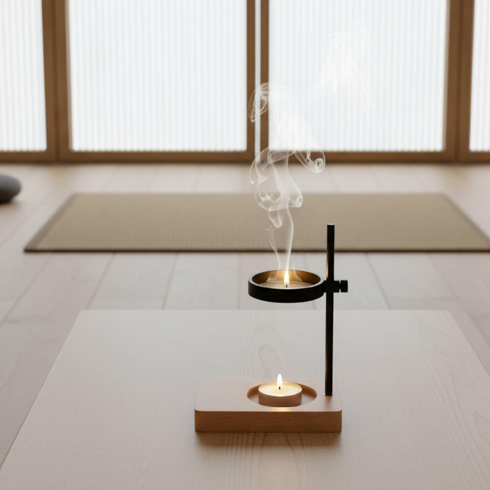Premium-Räuchergefäß für Zuhause, Wohnzimmer, höhenverstellbarer Diffusor für ätherische Öle, Buchenholz Schwarz