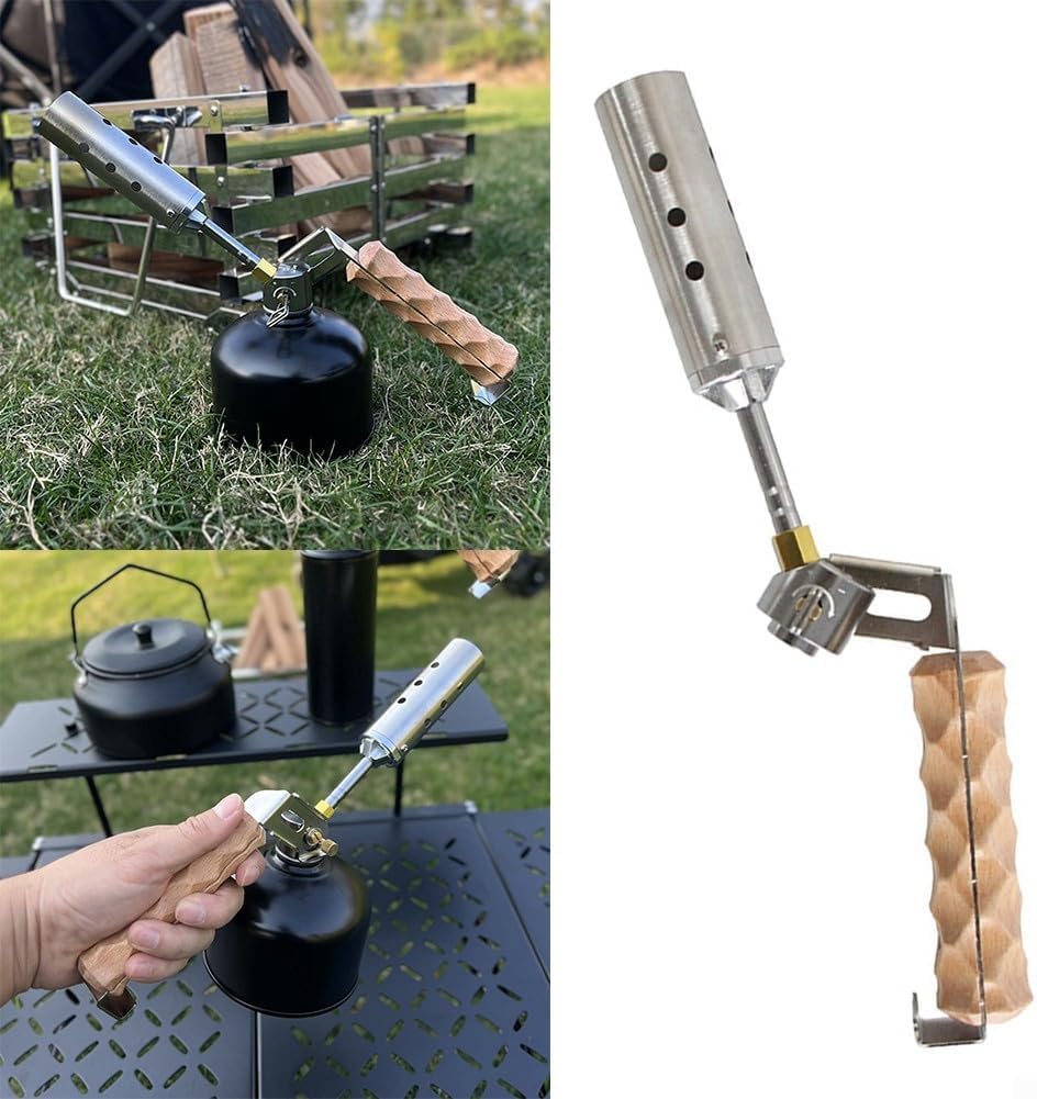 Stainless Steel Outdoor Gas Torch with Adjustable Flame with Secure Connection for BBQ and for Camping