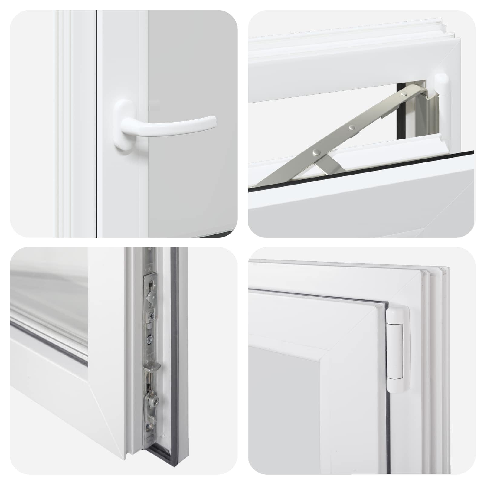 vidaXL Ventana de sótano RISOR 60 x 80 cm PVC y Vidrio Blanco, Sótano, Aislante Térmico Moderno y Duradero para Ventanas Eficientes, Accesorios de Vidrio PVC Aislantes