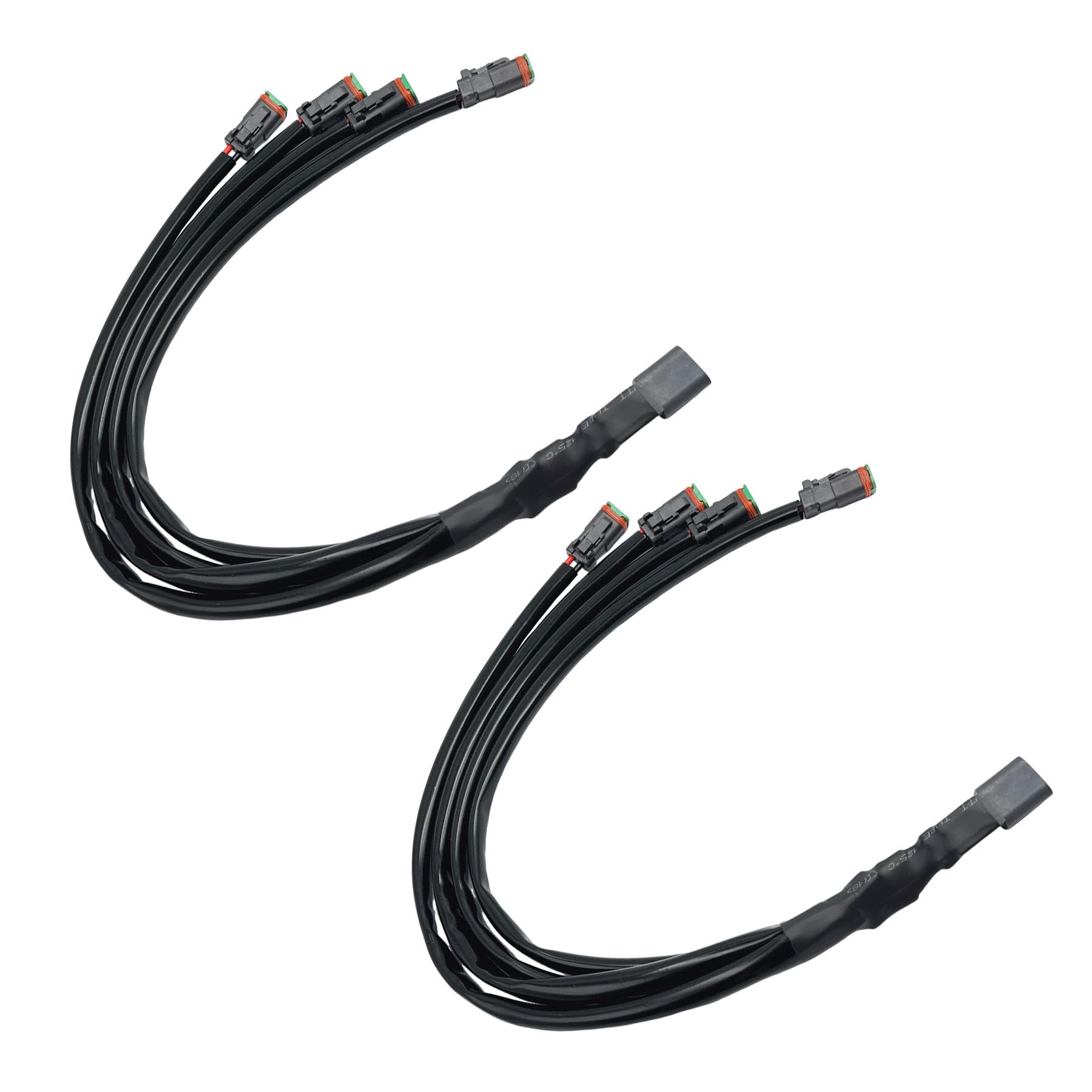 2Pcs 4 Way Splitter Wire 4 in 1 Deutsch DT DTP 1 Male to 4 Female Bulb Socket Waterproof Headlight Conversion Wiring Harness Adapters Extension Compatible with Light Fog Use LED Car Accessories