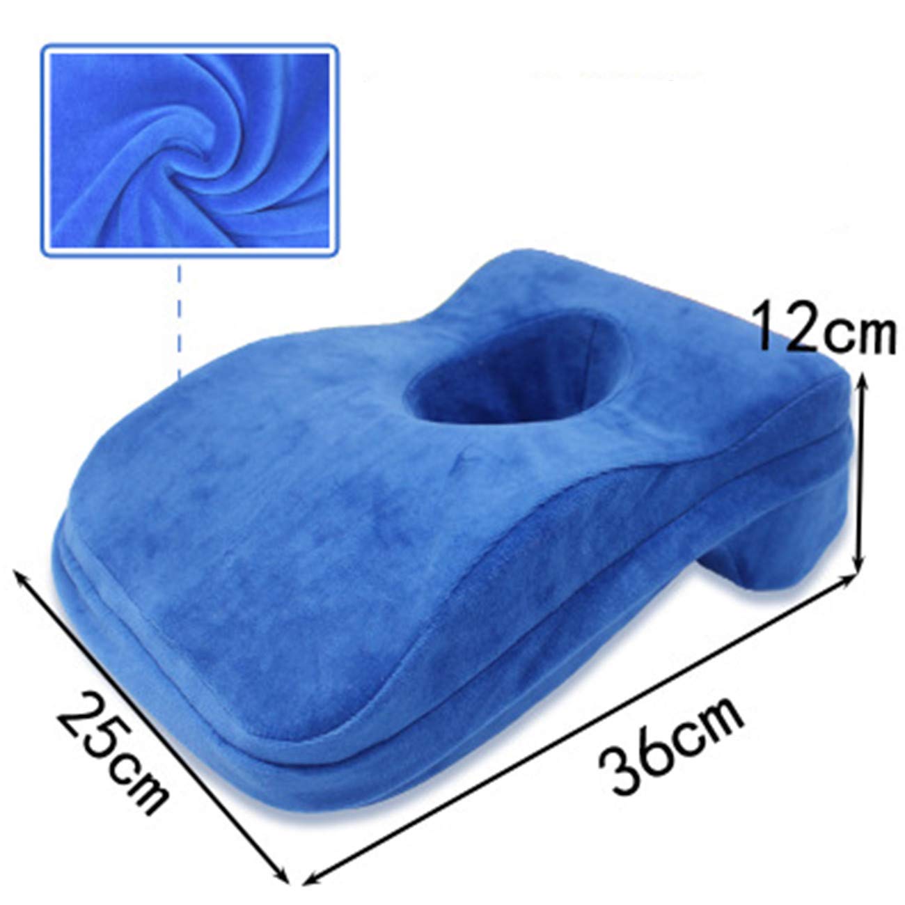 Nap Sleeping Pillow Cushion Memory Foam Pillow Slow Rebound Desk Nap Pillow with Hollow Design Ideal for Face Down Sleeper Back Support, Removable Washable Velvet Cover