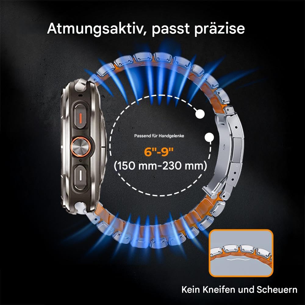 Cinturino in titanio per Samsung Galaxy Ultra 47 mm (2025/2024) - Fodera in silicone ibrido e chiusura sicura - Cinturino in metallo leggero e regolabile, antiscivolo, non tira i capelli