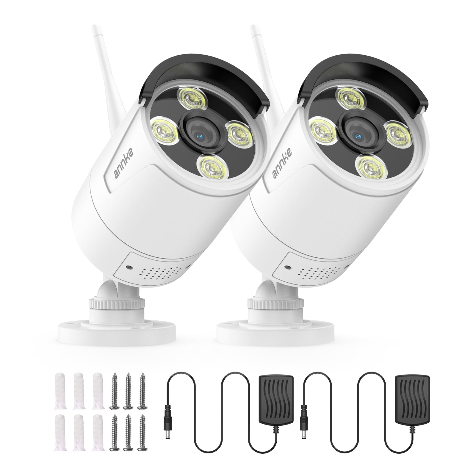 ANNKE 3K Überwachungskamera Aussen mit 2,4/5GHz Dual-Band Wi-Fi, Spotlight, Farb-Nachtsicht, Zwei-Wege-Audio, Intelligente Erkennung, Kompatibles 4/10/16CH WLAN Überwachungskamera Set(2 St)
