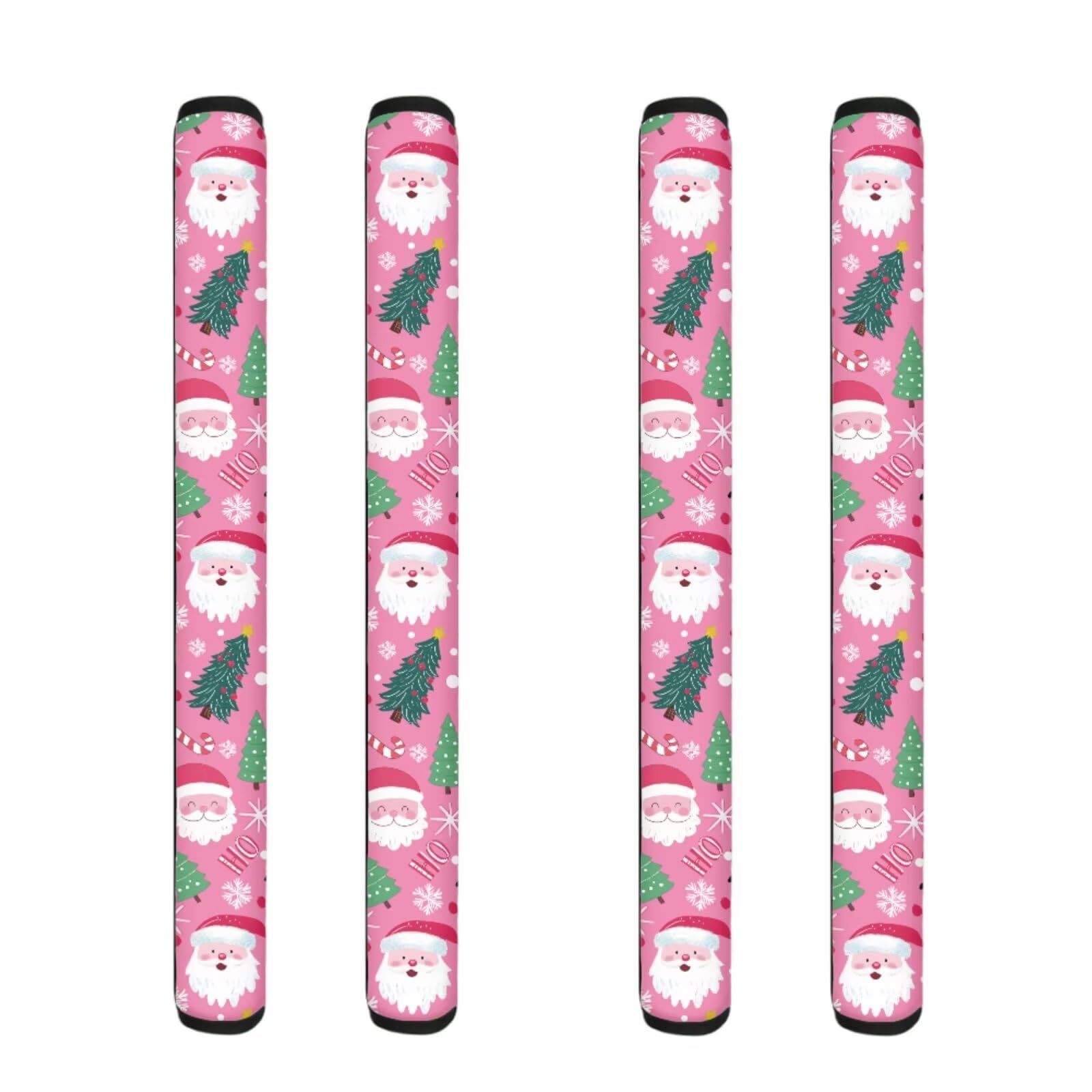 Pink Santa Claus 4pcs Refrigerator Door Handle Cover,