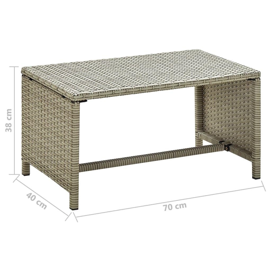 Mesa de centro beige 70 x 40 x 38 cm de polirratán para jardín con