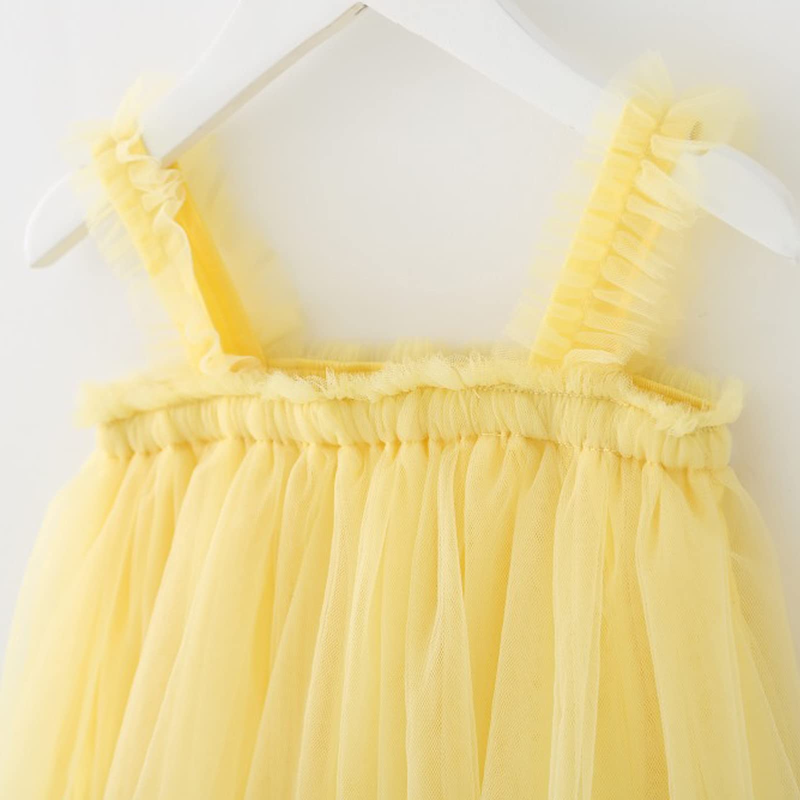 Tutu Dresses for Girls Toddler Baby Sleeveless Sling Tulle A-Line Skirt Wedding Princess Party Dress Beach Holiday Sundress Cake Smash First Birthday Outfit Yellow-1PC 18-24 Months
