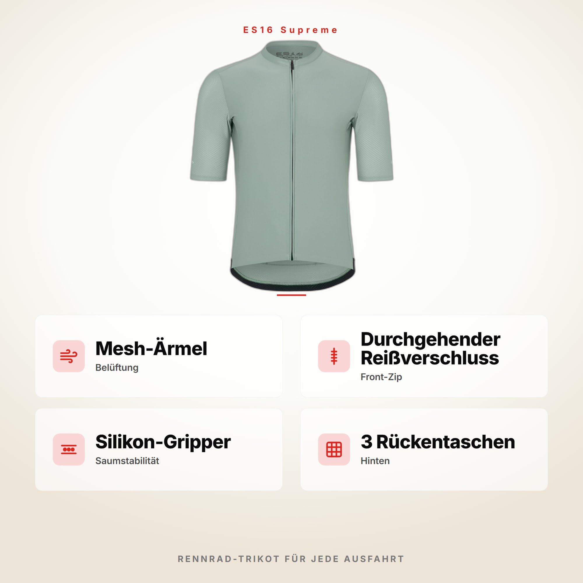 Radtrikot Herren Premium Cycling Trikot mit Mesh-Ärmeln, Race-Fit Schnitt und Reißverschluss – Atmungsaktives Polyester für Rennrad und Triathlon