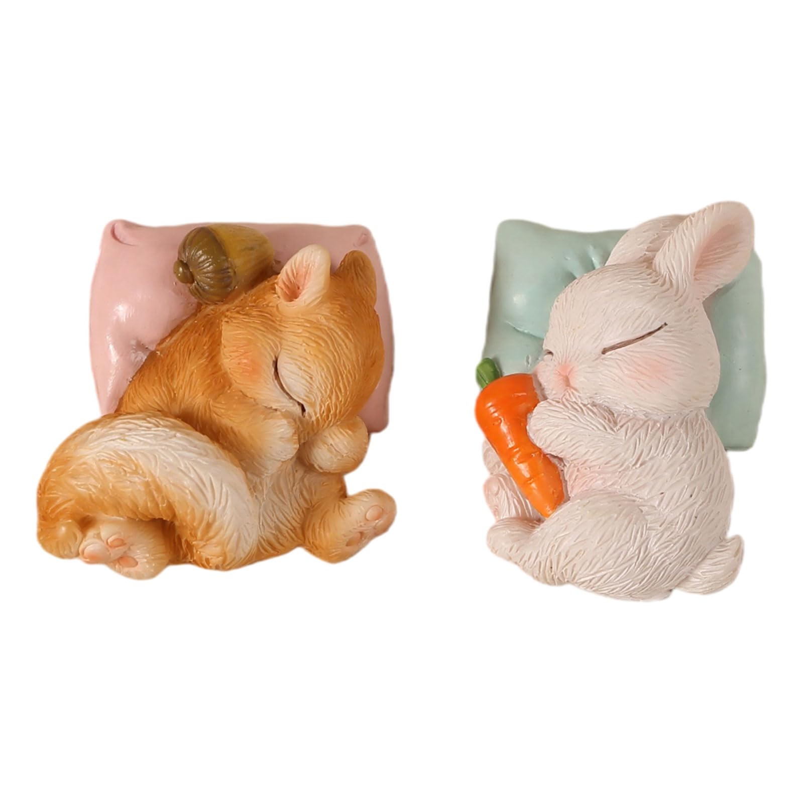 Pasisuu Desktop Garden Decor Set of 2, Cute Resin Sleeping Animal Figurines for Succulent Pots, Waterproof Garden Ornaments for Balcony and Moss Micro-Landscapes, Hand-Painted Details B