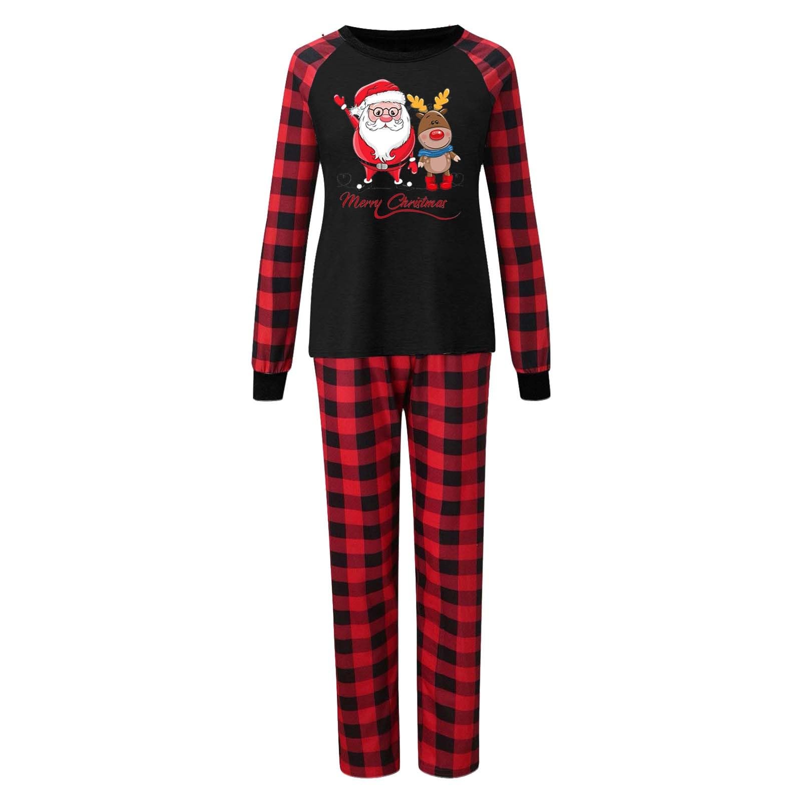 Weihnachts Pyjama Set Lang Weihnachtspyjama Hausanzug Weihnachten Family Set Christmas Familie Partner Couple Schlafanzug für Mutter Vater Kinder Baby