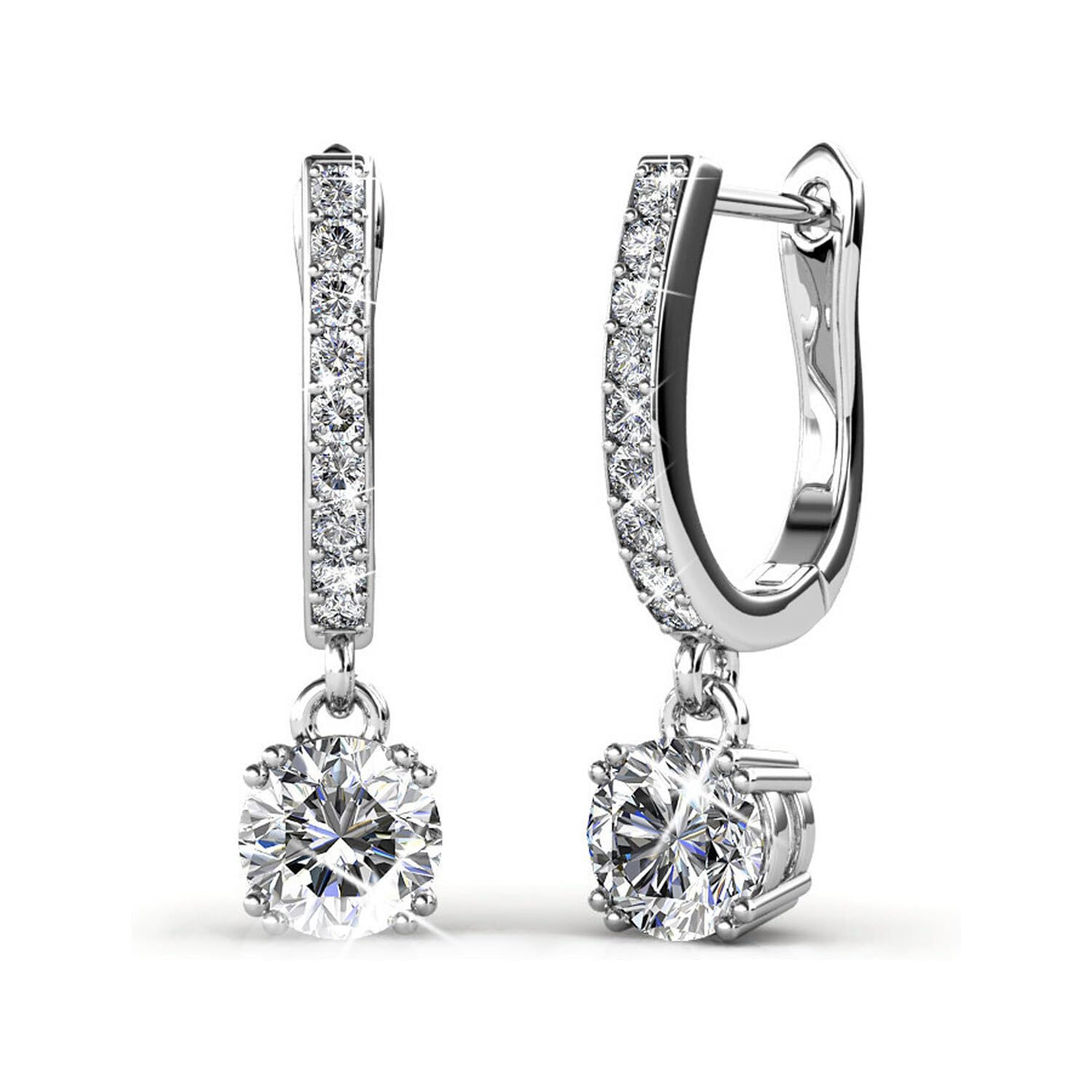 Cate & Chloe Mckenzie 18k White Gold Plated Dangle Earrings | Women's Drop & Dangle Earrings With Crystals, Horseshoe Dangling Earrings, Silver Earrings For Women, Hypoallergenic Earrings Earring Set…