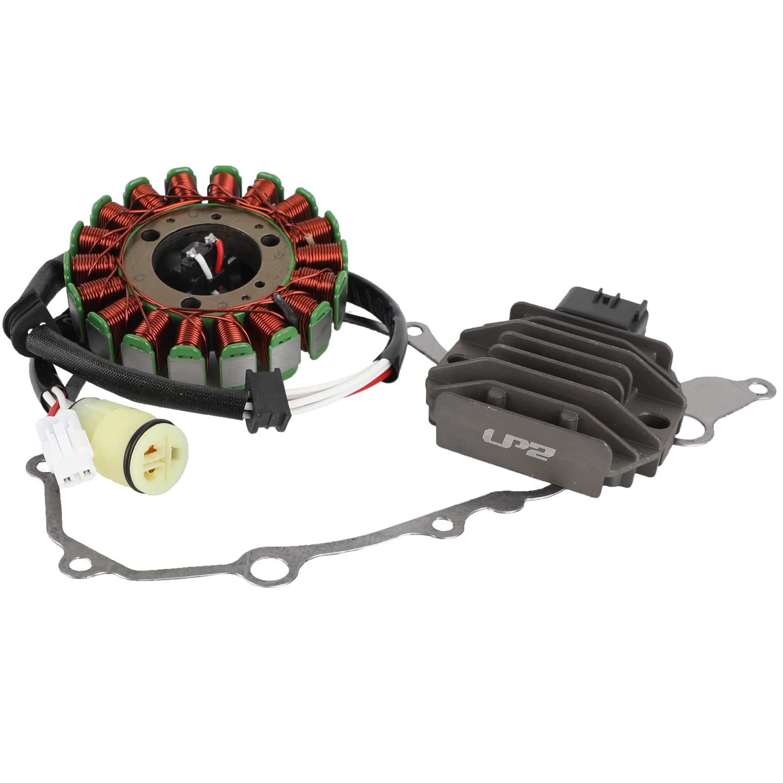 Ensemble pour Bobine Stator + Régulateur de Tension + Joint d'Étanchéité pour Yamaha YFM 250 Raptor 250, SE, SE2 2008-2013, Remplacement 4D3-81410-00 5GT-81960-00 4D3-15451-00