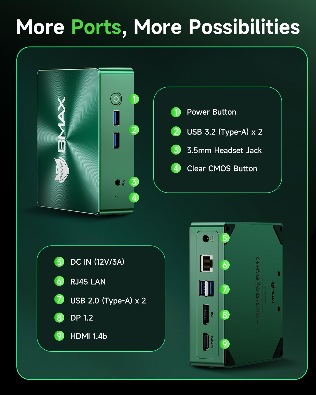 BMAX Win11 Pro Mini PC Intel Core i5-8257U (maks. 3,9 GHz, 4C/8T, najlepszy 3500 U/N97), 16 GB DDR4 512 GB M.2 SSD, mini komputer stacjonarny, 4K przy 60 Hz DP HDMI Dual Display WiFi 6/BT5.2, USBx4