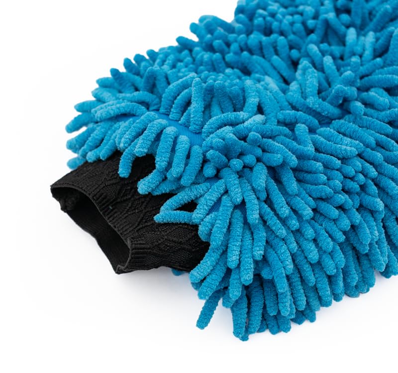 The Rag Company - Premium Chenille Microfiber Knobby Wash Mitts - Perfect for Car Washing and Detailing; Scratch-Free, Lint-Free, Double-Sided, Plush, and Absorbent; Blue (2-Pack) - Image 3
