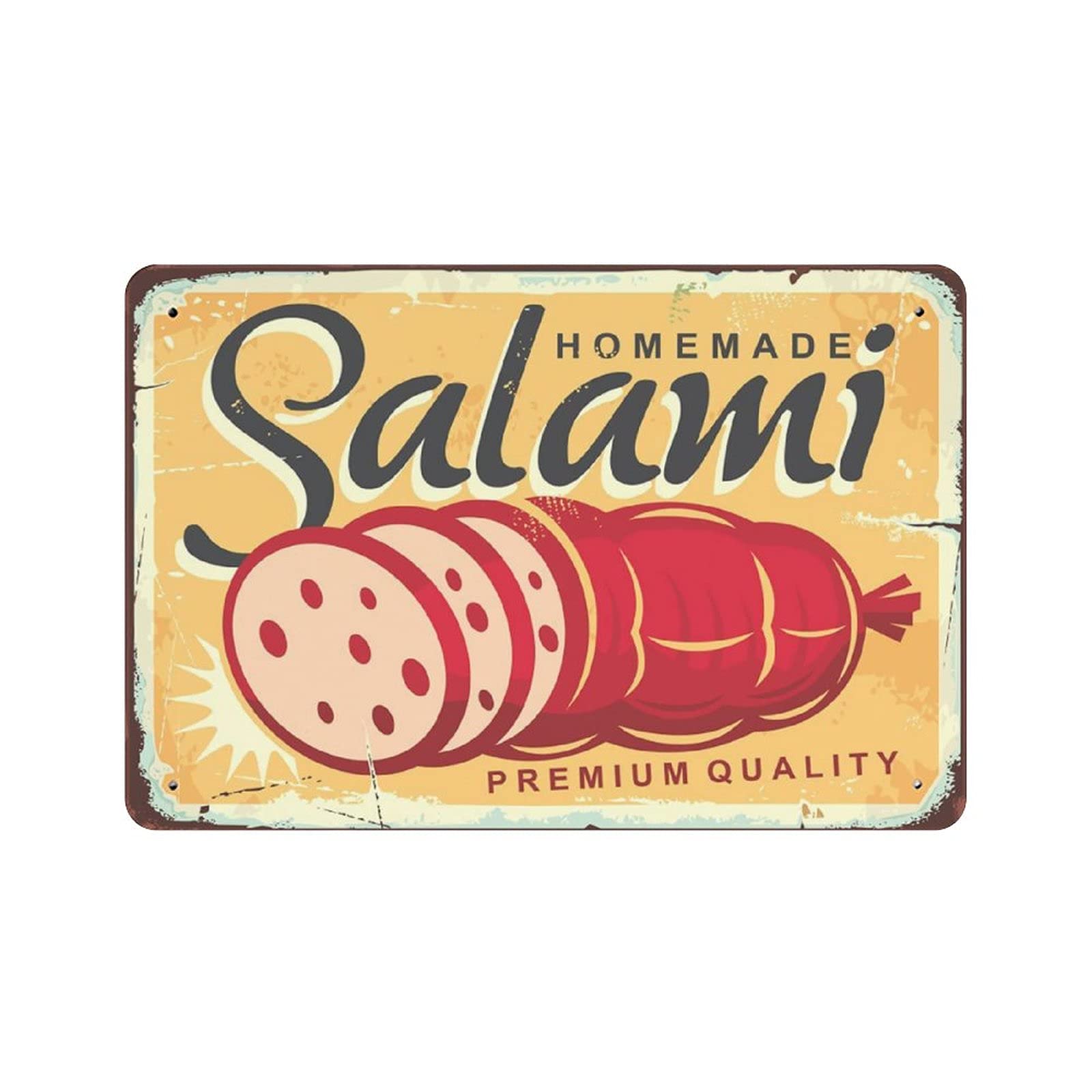 Homemade Salami Metal Signs, Fun Poster For Bar Kitchen Cafe Farmhouse Wall Decor 12x8 Inch