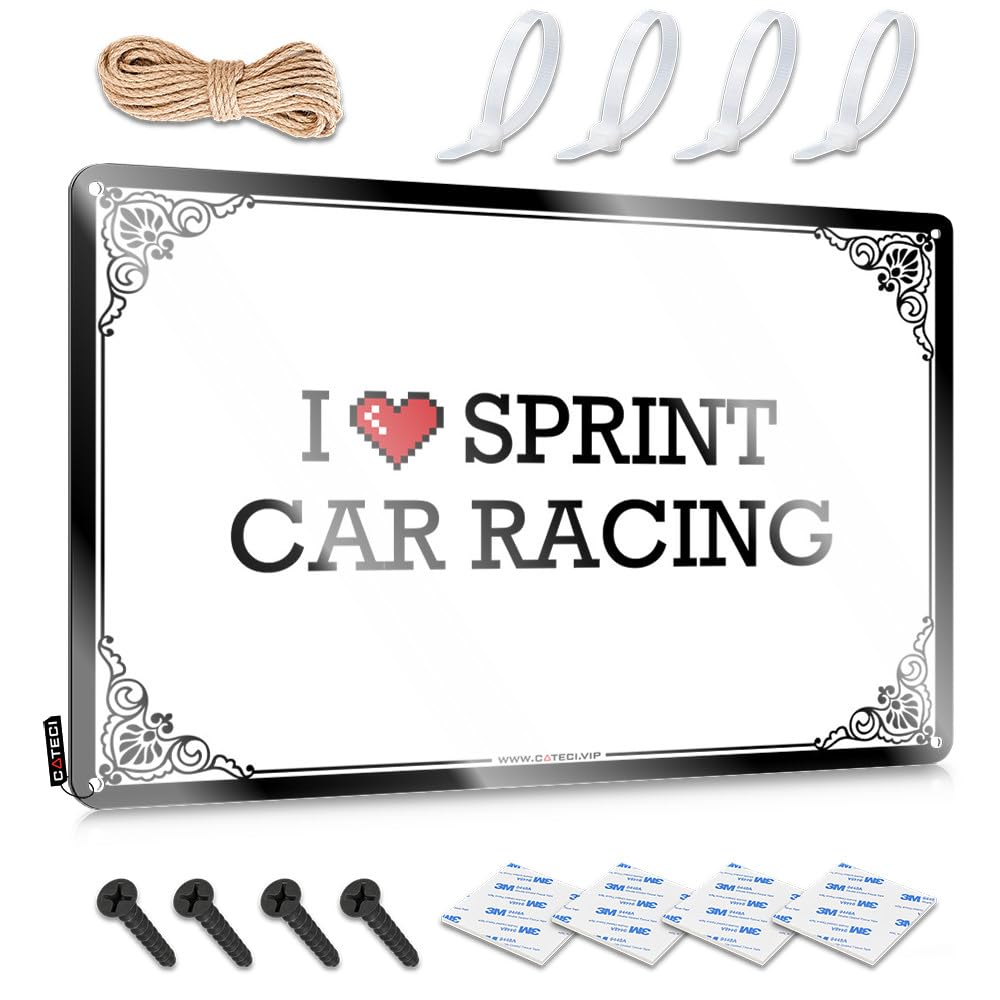 Fzfn Colour Decoration Teen Decor Ready To Hang - I Love Sprint Car Racing Ideas For Yard(30X40cm)