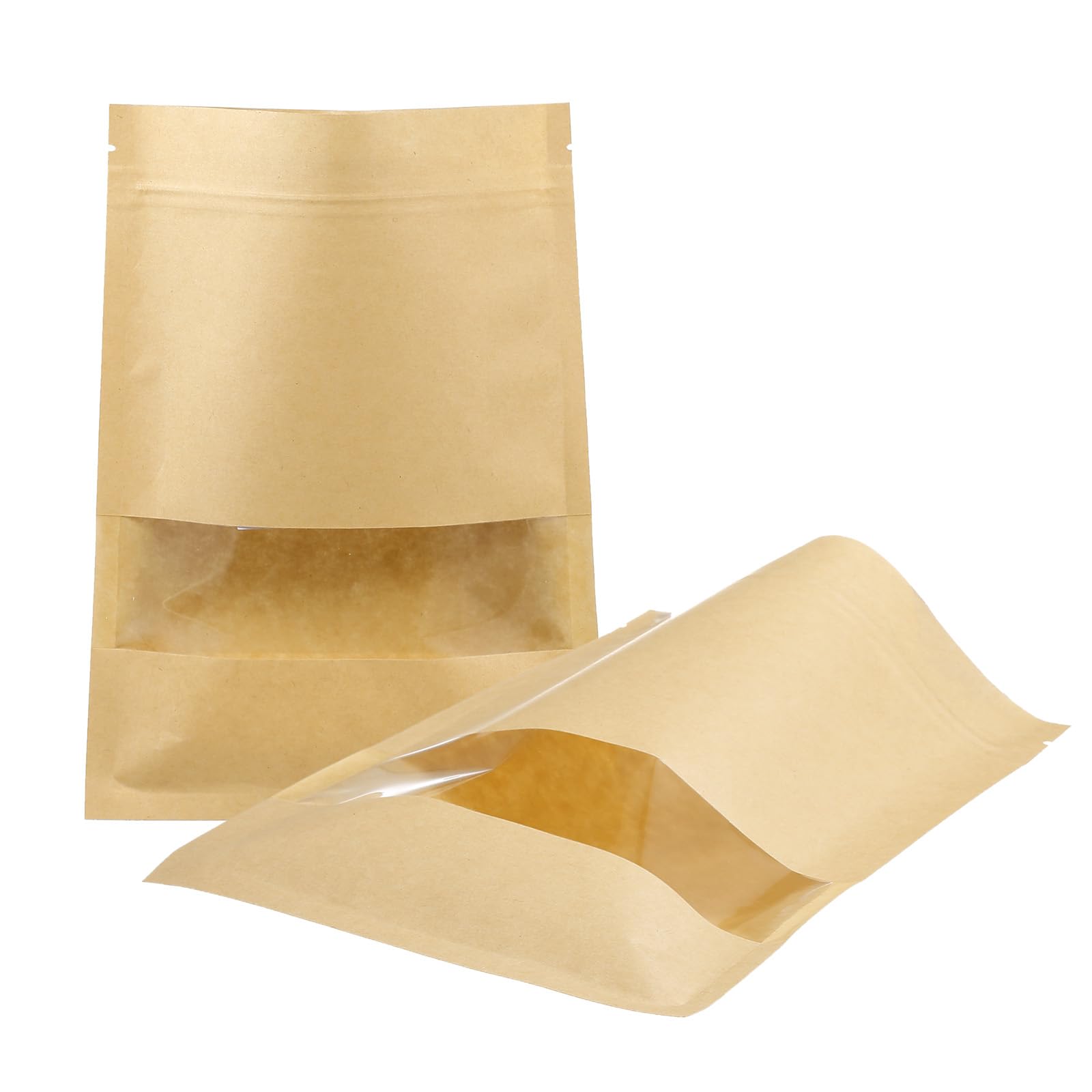 PATIKIL Brown Kraft Pouches, 30 Pack 9x6 Inch Resealable Coffee Bags Plant Saving Envelope with Clear Window Food Storage Bags for Home Business