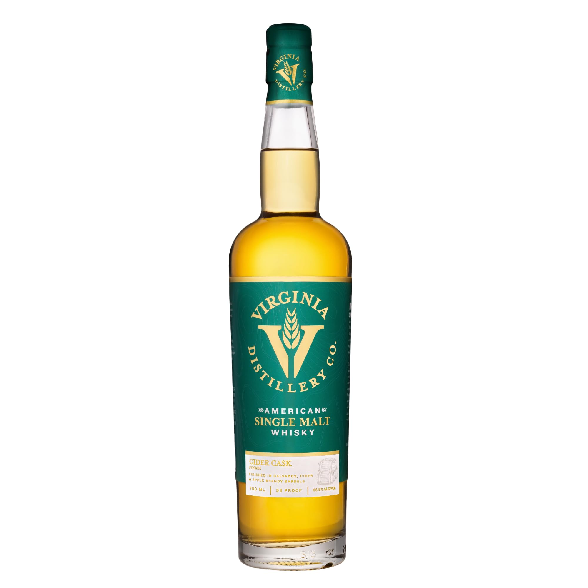 Virginia Distillery Co. American Cider Finish Single Malt Whisky 700ml - 46.5% ABV American Whisky Finished in Cider and Apple Brandy Casks - Fresh Orchard Spice Character