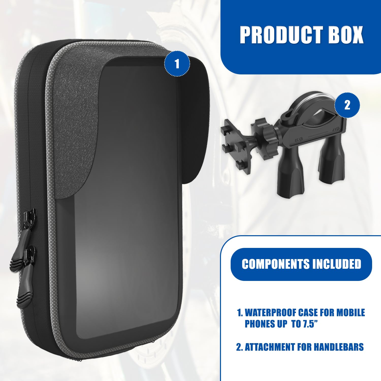 Custodia Impermeabile Per Cellulare Moto/bici - Porta Smartphone Fino A 7.5" Con Fissaggio 360&deg;