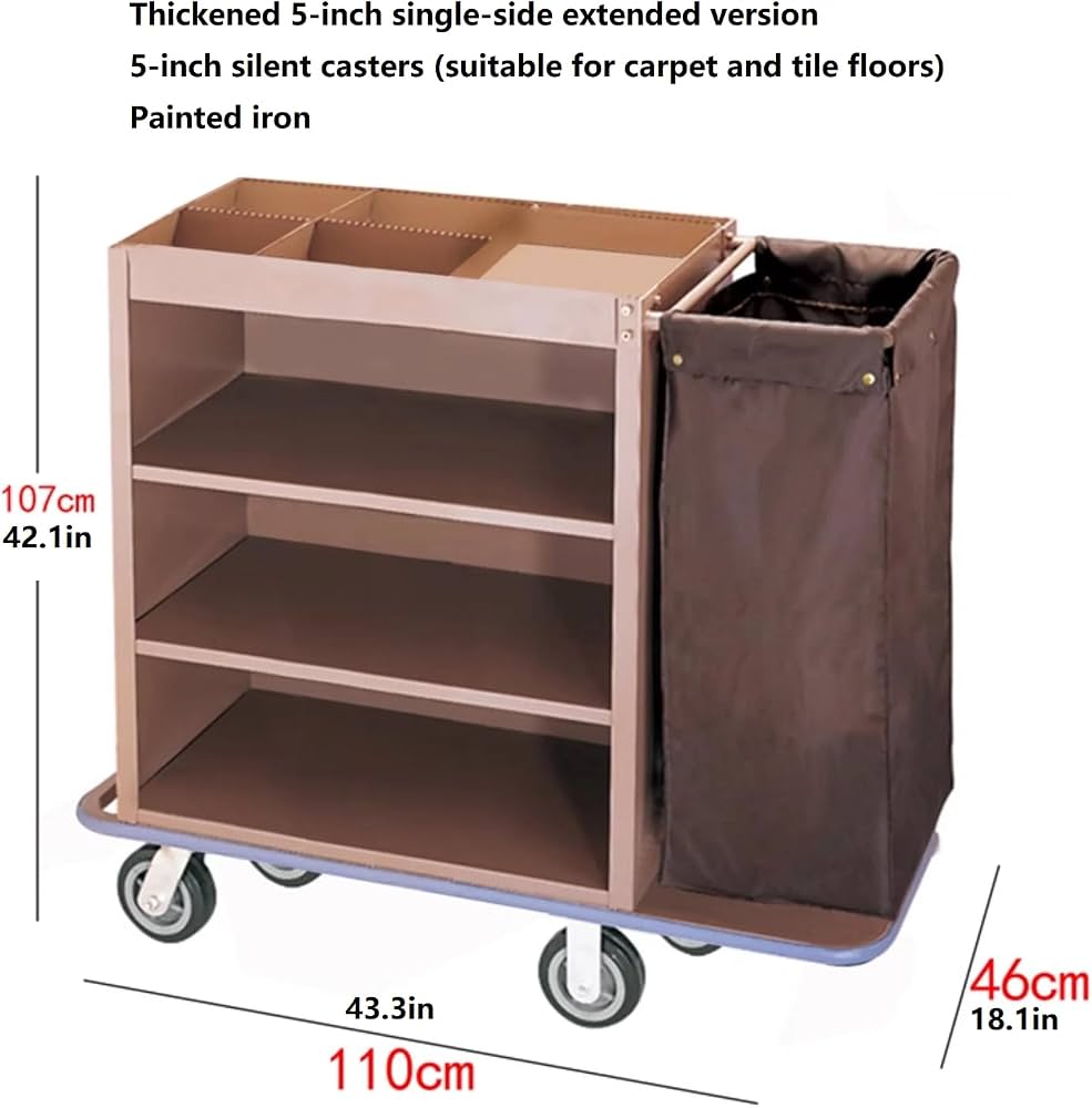 Carro De Limpieza Industrial Multifuncional - Con Bolsas De Tela Oxford, Ruedas Silenciosas, Ideal Para Hoteles Y Comercios
