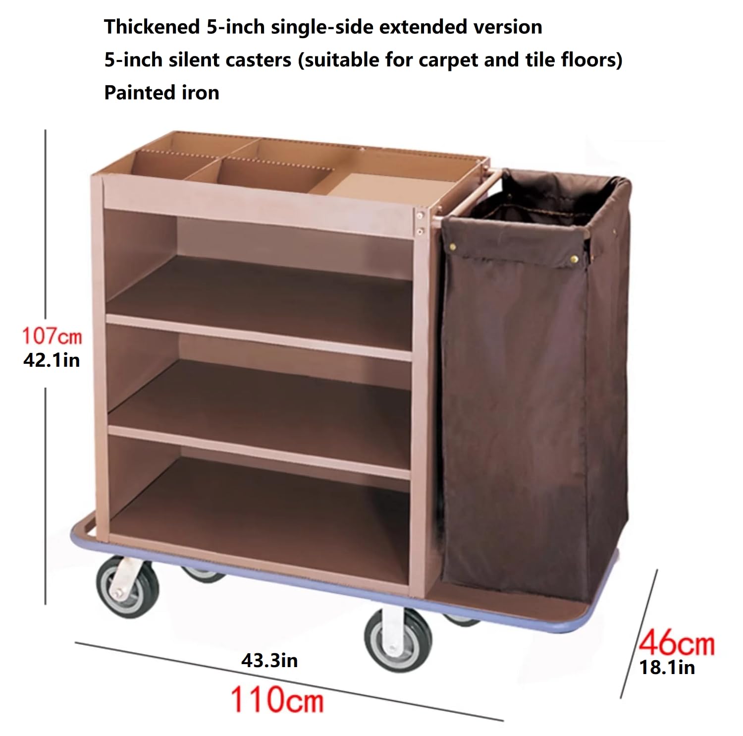Carrito de hotel con cerradura, carrito de limpieza industrial multifuncional para limpieza y servicio de habitaciones, soluciones eficientes