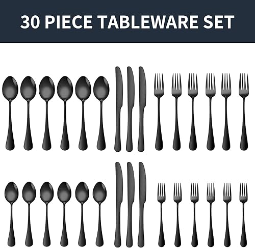 Miniatura 3 de Juego de cubiertos de 30 piezas para 6, juego de cubiertos de acero inoxidable de alta calidad, juego de cubiertos pulidos con espejo, juego de