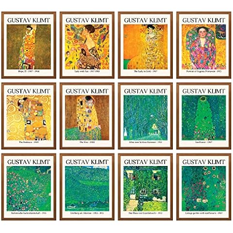 97 Decor Gustav Klimt Wall Art Posters - Gustav Klimt Kiss Poster, Lady With Fan Gustav Klimt Sunflower Painting, Fine Art Prints Klimt Picture Set, Classic Nouveau Artwork Decorations (8x10 UNFRAMED) Cover