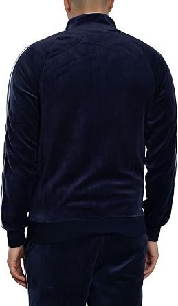 Sergio Tacchini Men's Tasso Velour Track Jacket, Maritime Blue/White