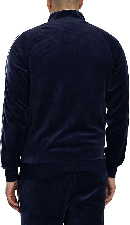 Sergio Tacchini Men's Tasso Velour Track Jacket, Maritime Blue/White