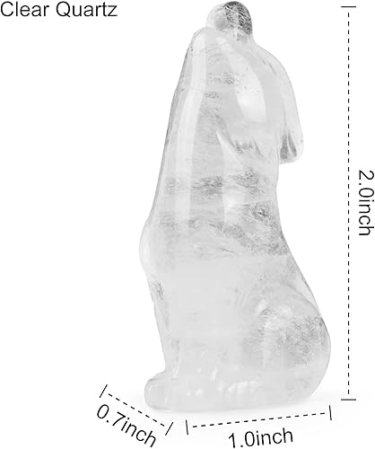 Miniatura 4 de Artistone Estatua de lobo de cristal de 2 pulgadas, figura de lobo de cuarzo transparente, decoración para la oficina en casa, curación y adorno de