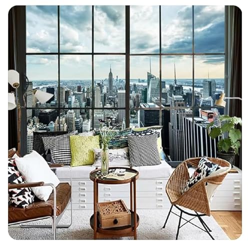 kfjhgbdshhj Photo Wallpaper New York City Building Window Landscape Photography Mural House Decoration Living Room Decoration Murale*150cmx105cm(59.1x41.3inch)