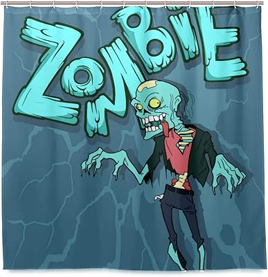 Amazon Patinisa 防水シャワーカーテン カラフルな漫画ハロウィーンイラスト面白いゾンビ 浴室 目隠し 間仕切り取付簡単 カーテンリング付属 おしゃれ バスカーテン 180ｘ180cm シャワーカーテン ホーム キッチン オンライン通販