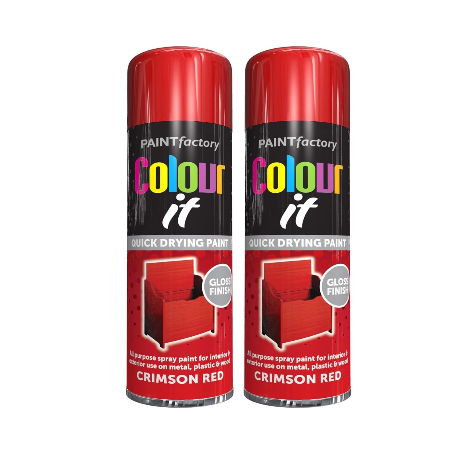 PEBBLE HUG Crimson Red Gloss Spray Paint, Vibrant, High-Gloss Finish, Cost-Effective, Long-Lasting, Durable, Easy-To-Use, Perfect for DIY Enthusiasts, 250ml (2 Pcs)