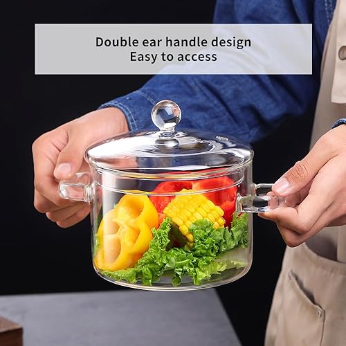 Miniatura 6 de Olla de cocina de vidrio transparente  Ollas de clase de 1.5 L50 onzas para cocinar en la estufa  Juego de ollas de cocina de vidrio  Olla de vidrio