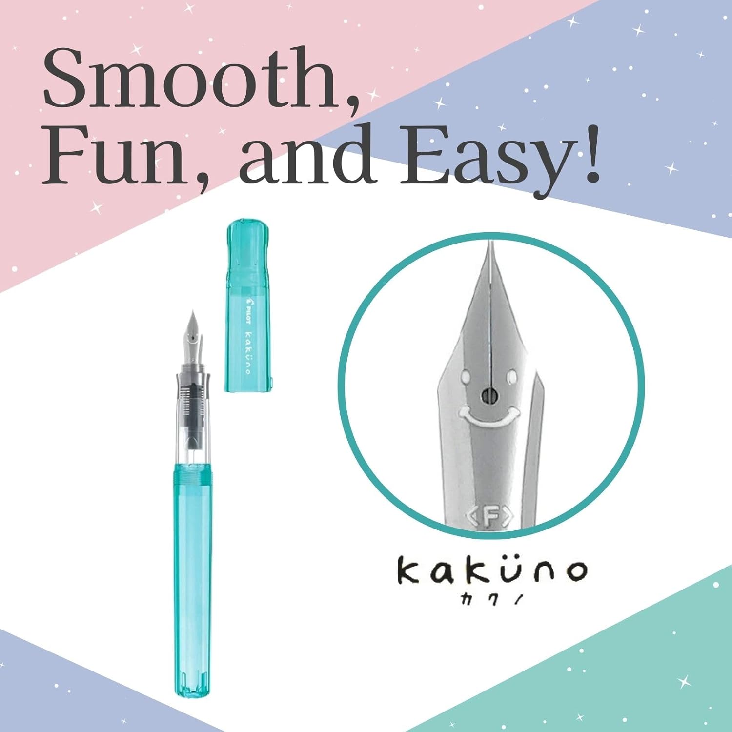 Fountain Pen Set CON-40 Converter & Kakuno Fine Nib with Black Ink Cartridge & Sticky Notes – Refillable Ink System, For Beginners, Calligraphy (Green FKA-1SR-KBOG-F)