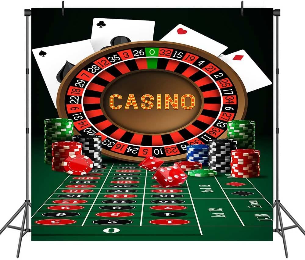 Casino Theme Backdrop 10x10ft, Las Vegas Roulette Color Chip Poker Photography Background Extra Large Vinyl Casino Night Prom Ceremony Decoration Happy Birthday Party Banner Backdrop BJYYPH57
