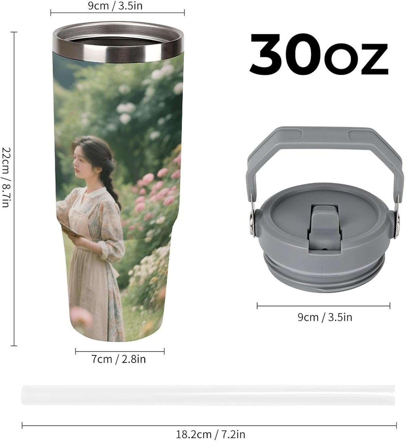 30 Oz Insulated Mug with Handle Lid And Straw Painter Holding A Paintbrush Pattern Large Metal Sports Bottle Great for Gifts Parties Office Coffee